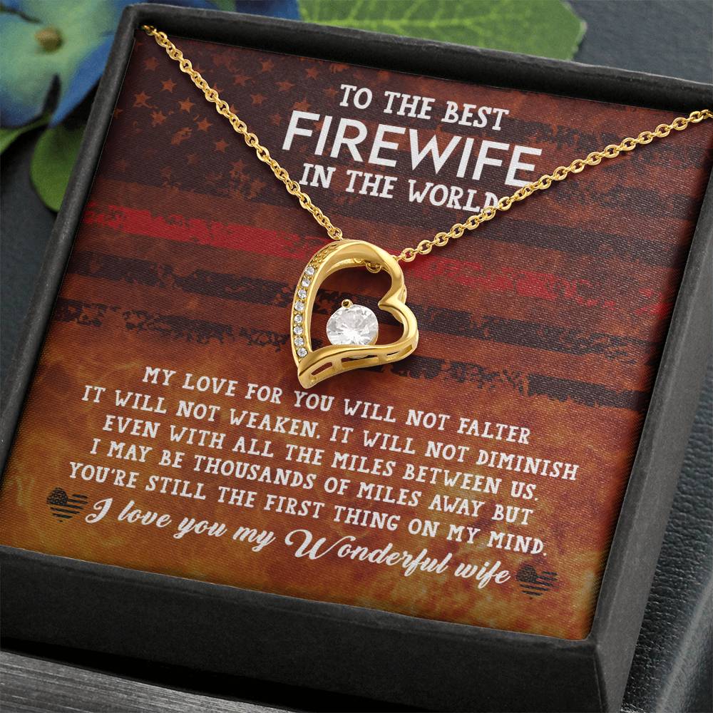 Forever Love Necklace with Message Card : Gifts for Wife - To the Best Firewife In the World - For Anniversary, Birthday