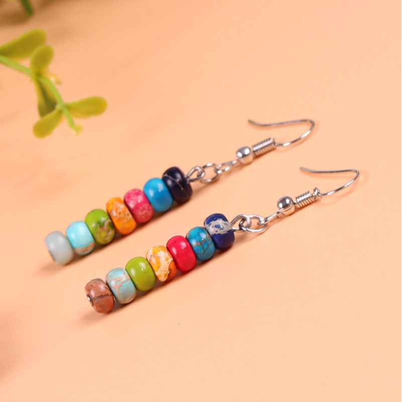 Women's Abacus Beads Natural Stone Earrings