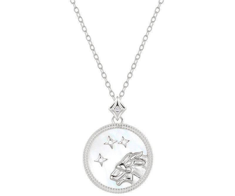 Sterling Silver Zodiac White Shell Necklace