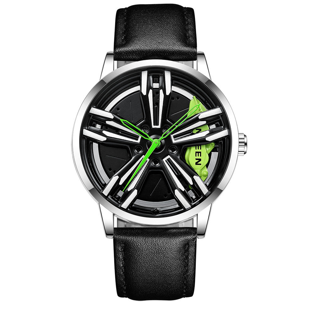 Locomotive Watch Men's Rotating Wheel Three-dimensional Hollow Car