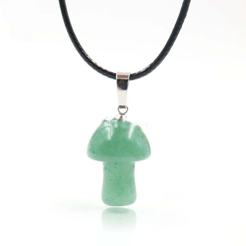 Natural Crystal Mini Small Mushroom Pendant Necklace