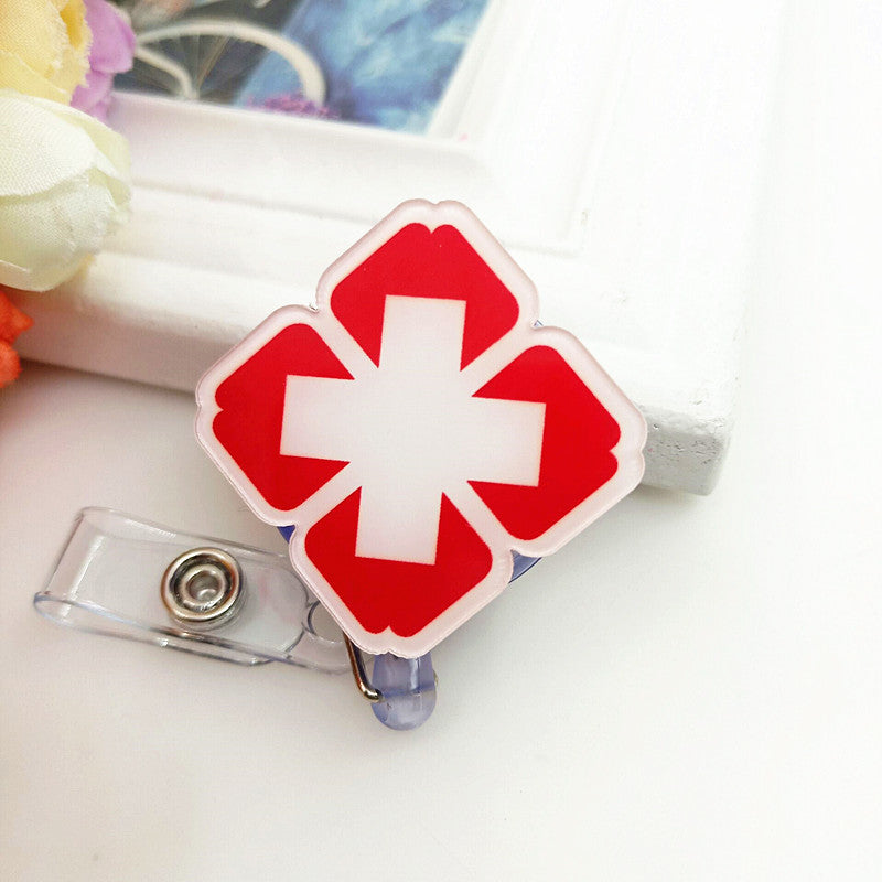 Fashion Cartoon Can Buckle Work Nurse Certificate Pull Peels Chest Card Clip Certificate Retractable Buckle Name Tag