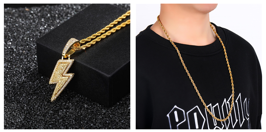Hot Selling Lightning Hip Hop Pendant Micro-inlaid Zircon Hip Hop Fashion Trendy Hip Hop Jewelry