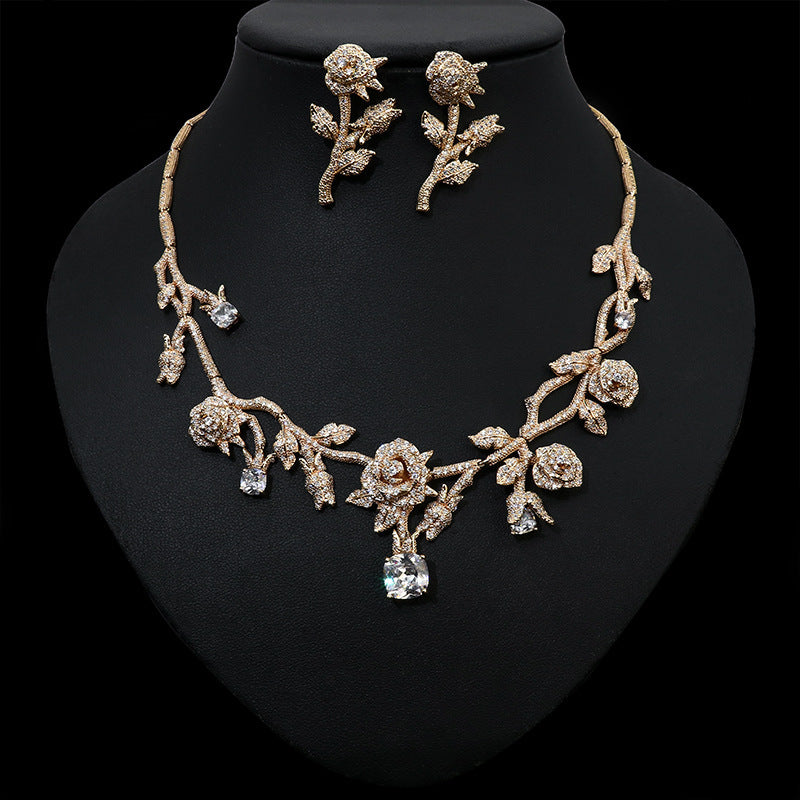 High Quality Flower Bridal Necklace Earring Set