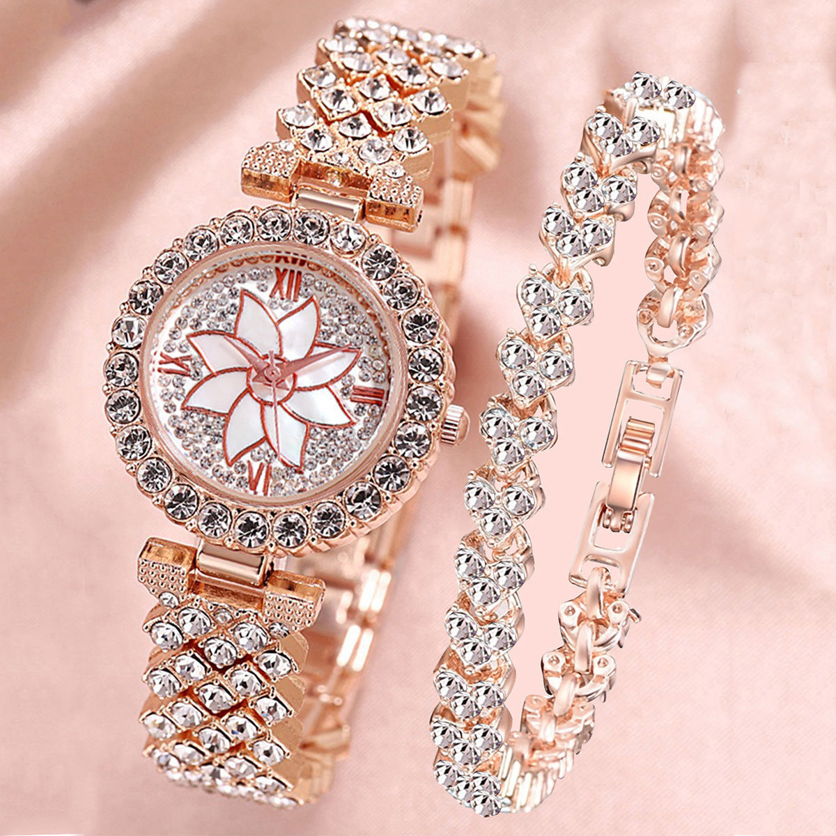 Fashion Temperament Diamond Starry Bracelet Watch Lady Creative Gift Set