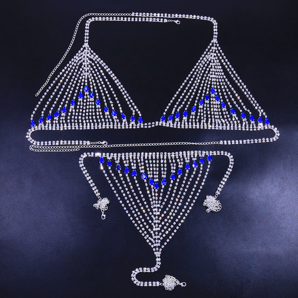 Sapphire Rhinestone Chest Chain Body Chain Jewelry