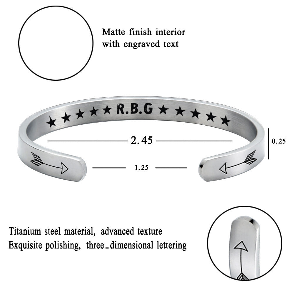 Stainless Steel C-Shaped Justice RBG Ginsburg Bracelet