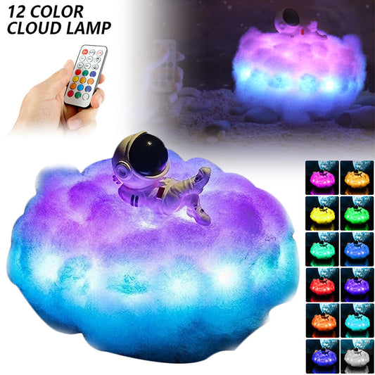 LED Colorful Clouds Astronaut Lamp With Rainbow Effect As Children's Night Light Kids Bedroom Night Lamp Decor Home Moon Lamp