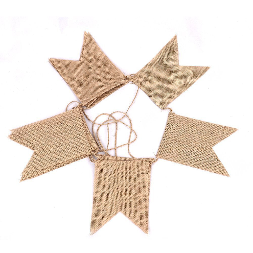 15 PCs Linen For Wedding Decoration Pennant Party Wedding Dovetail Pennant Linen Hanging Flag
