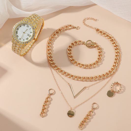 Sophisticated Quartz Watch & Jewelry Set for Her