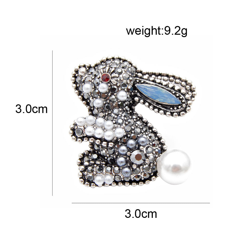 Diamond Rabbit Brooch Zodiac Cartoon Animal Design Cute Corsage Sweater Clothing