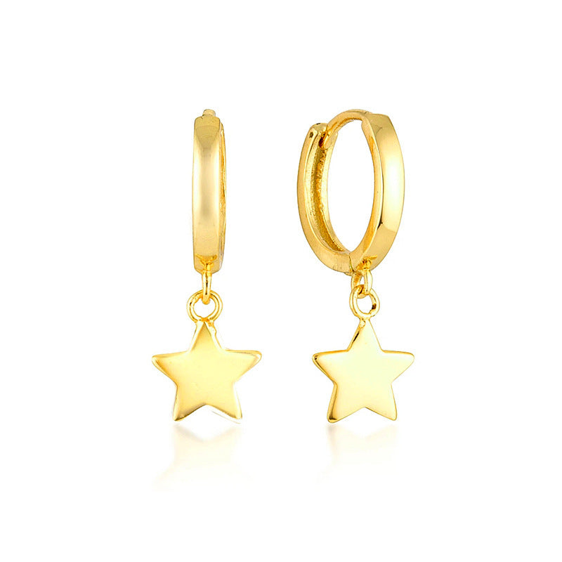 Sterling Silver Needle Fashionable And Elegant Five Pointed Star Earrings