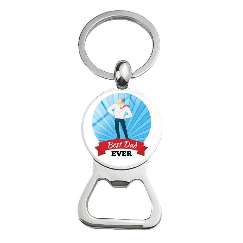 Cute Super Papa Dad Beer Bottle Opener Keychain