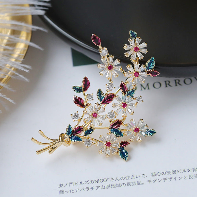 Brooch Color Zircon Drop Oil Corsage Women's Fashion Pin