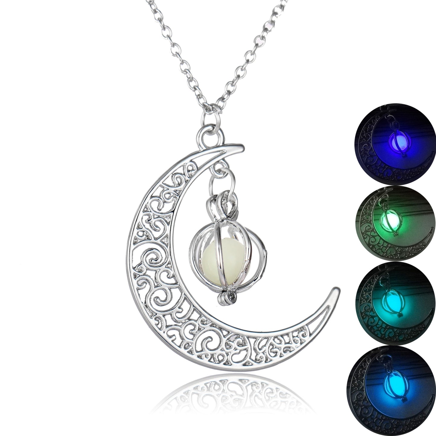 Natural Glowing Moon Stone Healing Necklace Luminous Pendant