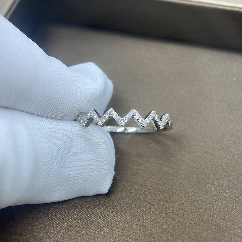 Wave Pattern Zircon Inlaid Ring Adjustable Opening Wave Pattern Ring To My Daughter Highs And Lows Ring Wavy Zigzag Ring Gift