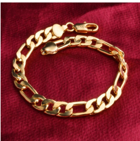 8 Inches Curb Cuban Chain Gold Color Bracelets For Men