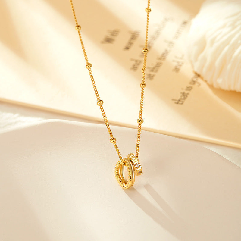 Gold Three-ring Necklace For Your Girlfriend's Birthday