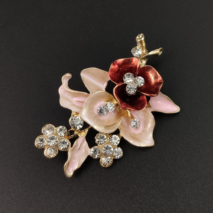 Diamond Flower Corsage Brooch Handmade Oil Drip Brooch Collar Pin