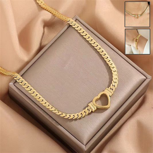 Luxurious Gold-Plated Heart Chain Set for Women