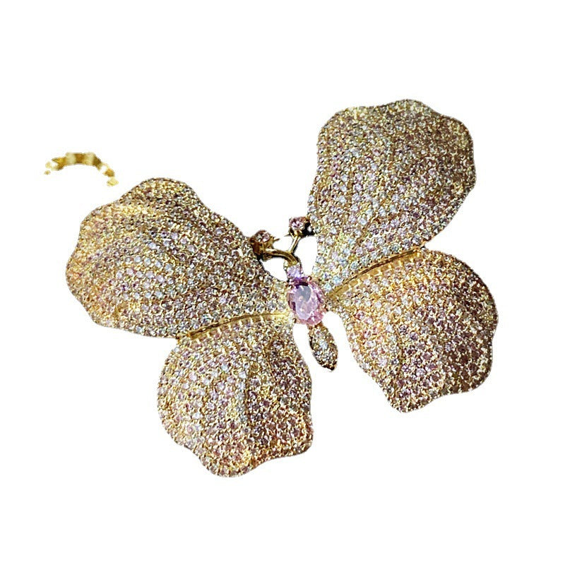 Butterfly Brooch Full Of Diamond Zircons