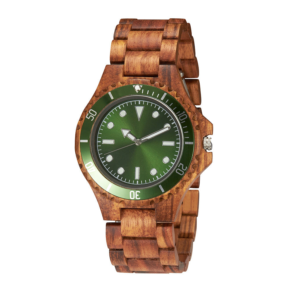 Mens Solid Wood Set Business Quartz Watch