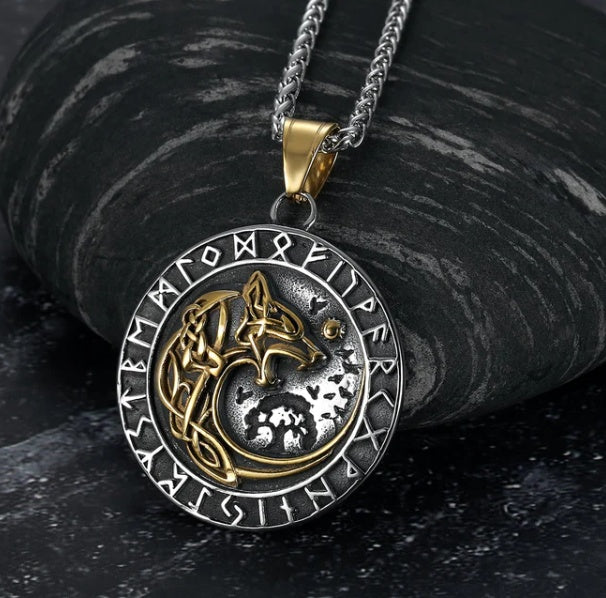 Asgard Crafted Circular Horn Rune Pendant Chain