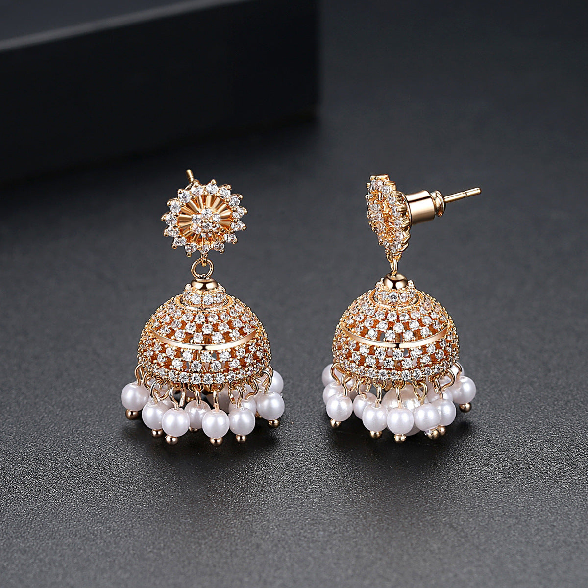 Bell Zircon Earrings Golden Earrings