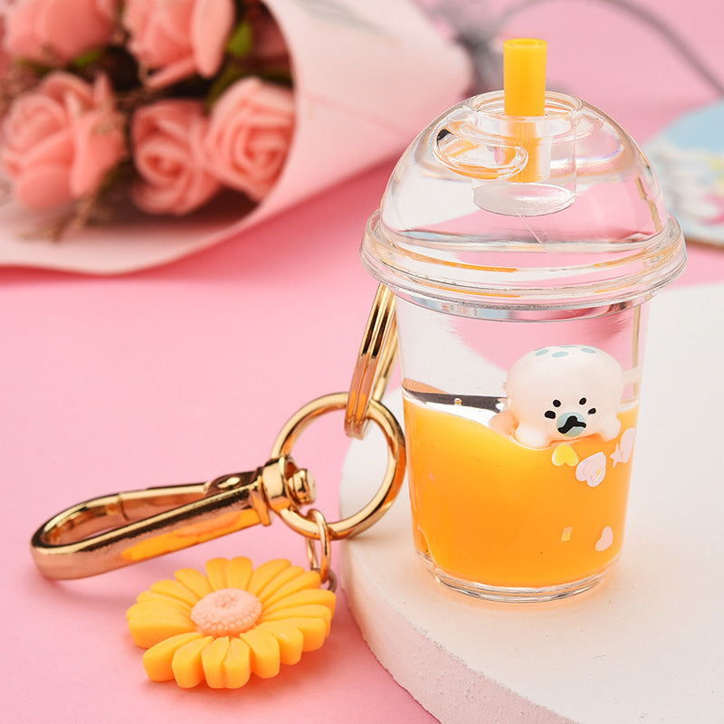 Acrylic Milk Bottle Simulation Milk Tea Cup Keychain