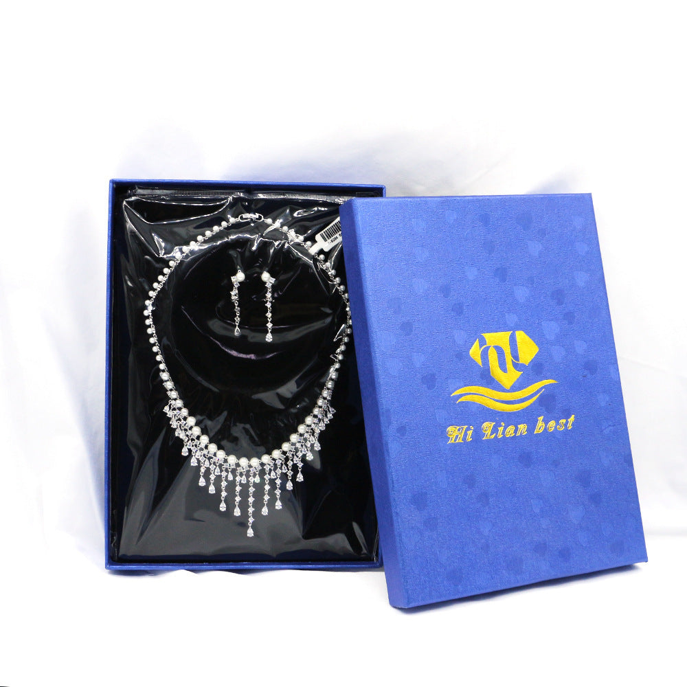 INS Wind Zircon Necklace Earring Set