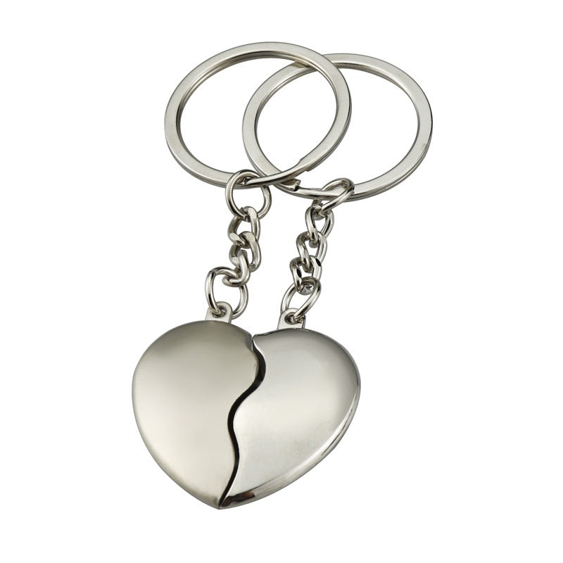 Creative Black And White Heart-shaped Keychain Stitching