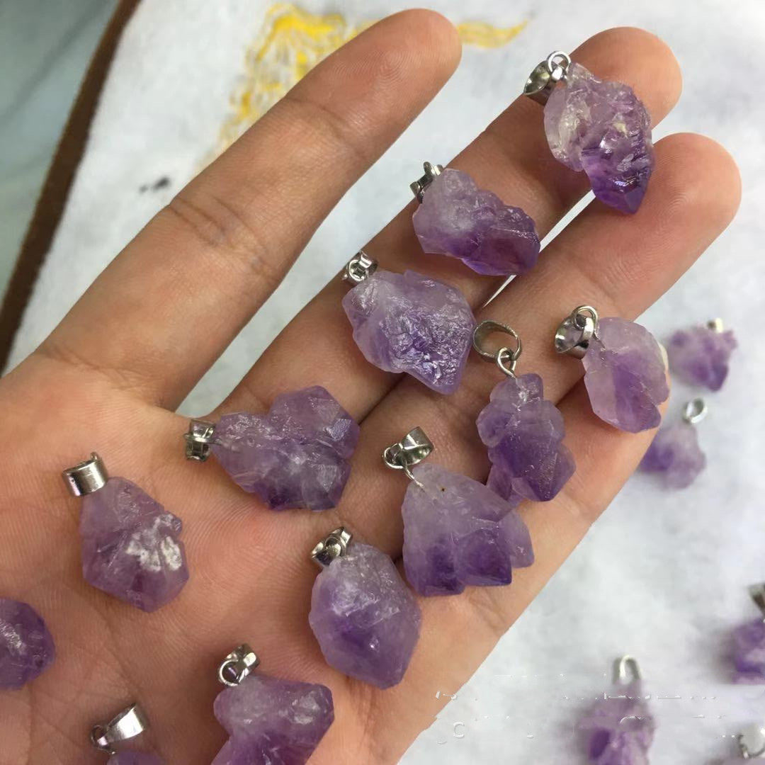 Natural Lavender Amethyst Rock Irregular Pendants