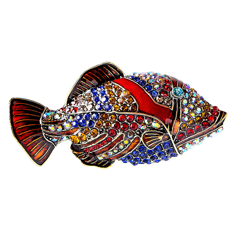 Diamond Tropical Fish Alloy Mid-ancient Vintage Niche Unique Retro Style Exquisite Clothing Pin