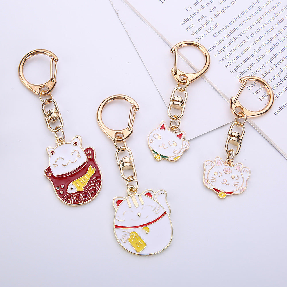 Cartoon Animal Beckoning Cat Cute Dog Keychain