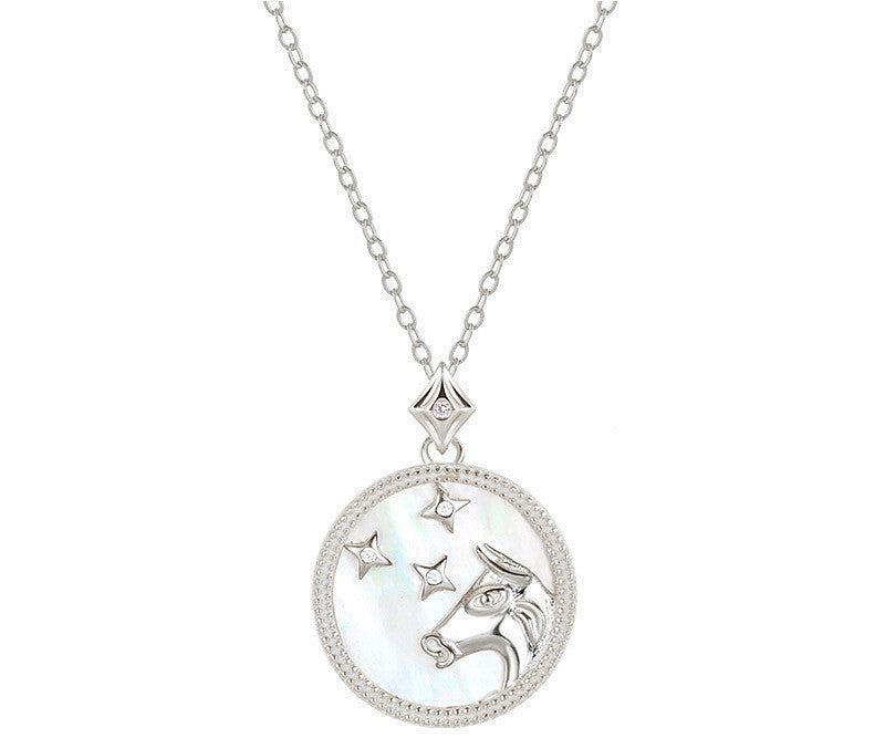 Sterling Silver Zodiac White Shell Necklace