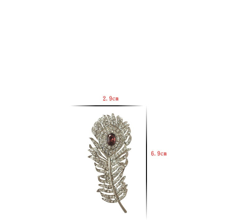 Retro Fashionable Corsage Clothing Alloy Diamond Personality Feather Brooch