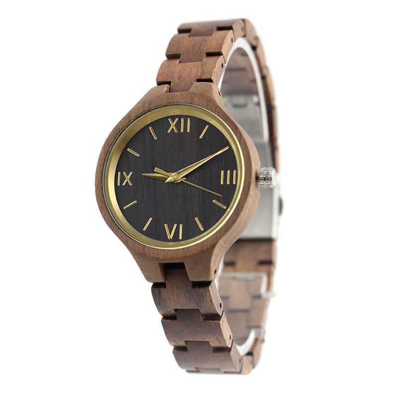 Folding Clasp High Quality All Wood Ebony Quartz Watch