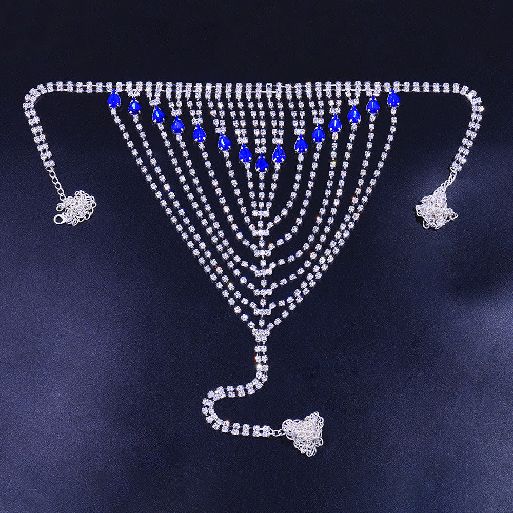 Sapphire Rhinestone Chest Chain Body Chain Jewelry