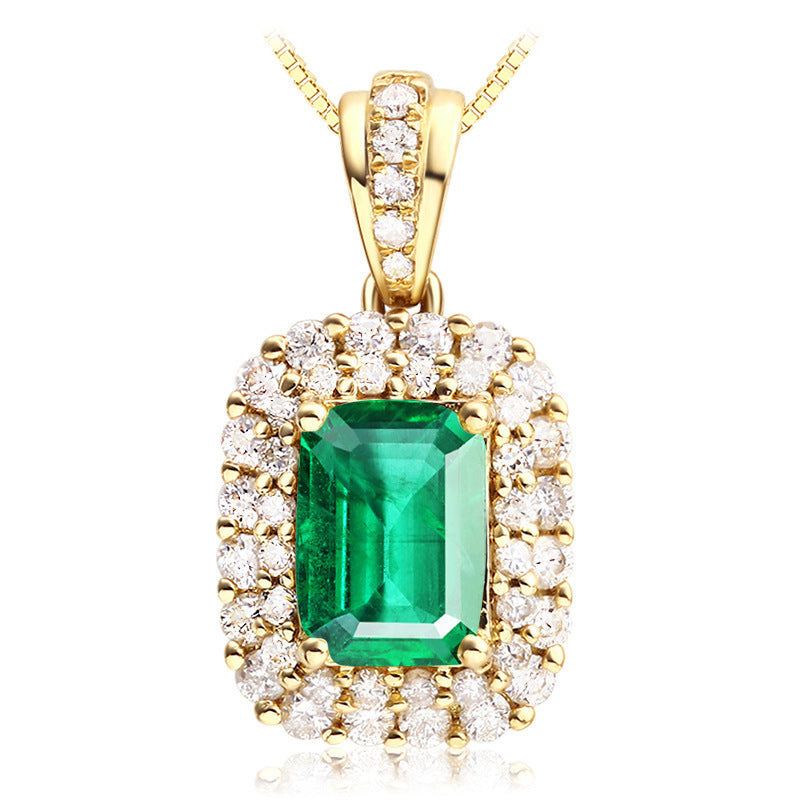 Plated 18k Yellow Gold Color Fashion Emerald Gemstone Simulation