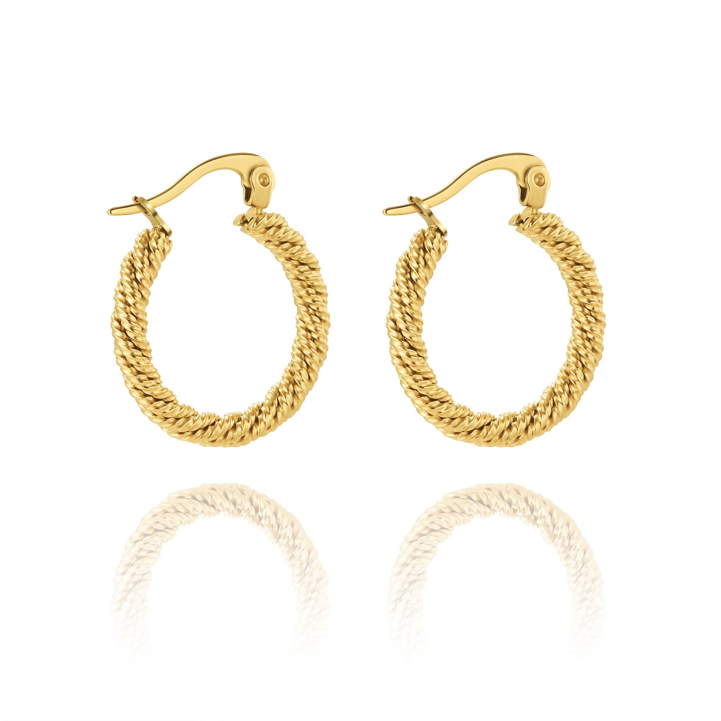 High-grade Titanium Steel Gold-plated Hollow Crescent Earrings