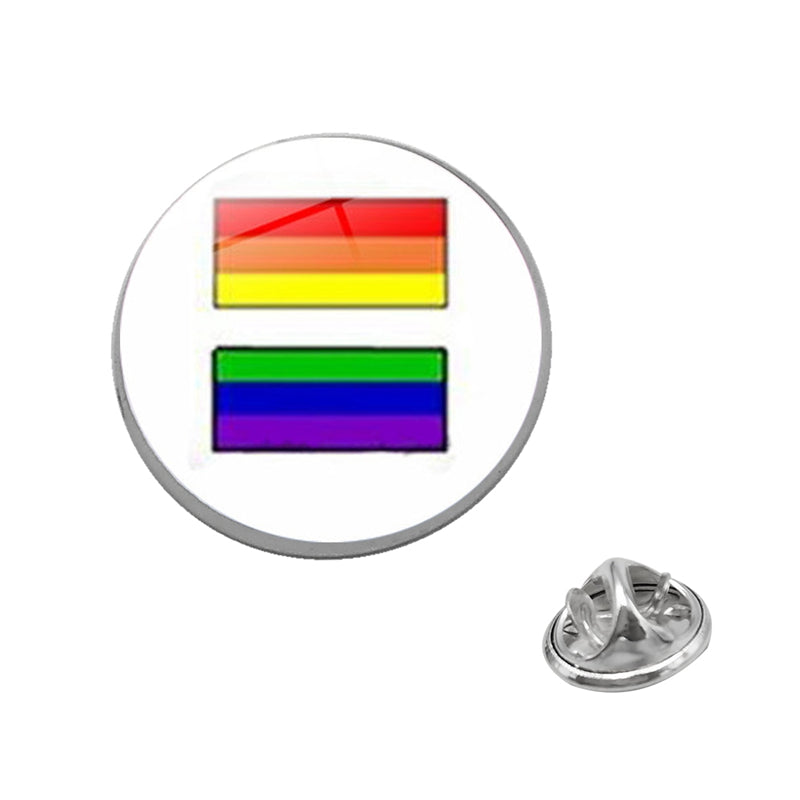 LGBT Pride Rainbow Glass Brooches Pins Lesbians Gays Bisexuals Transgender Round Badge Lapel Pin Jewelry