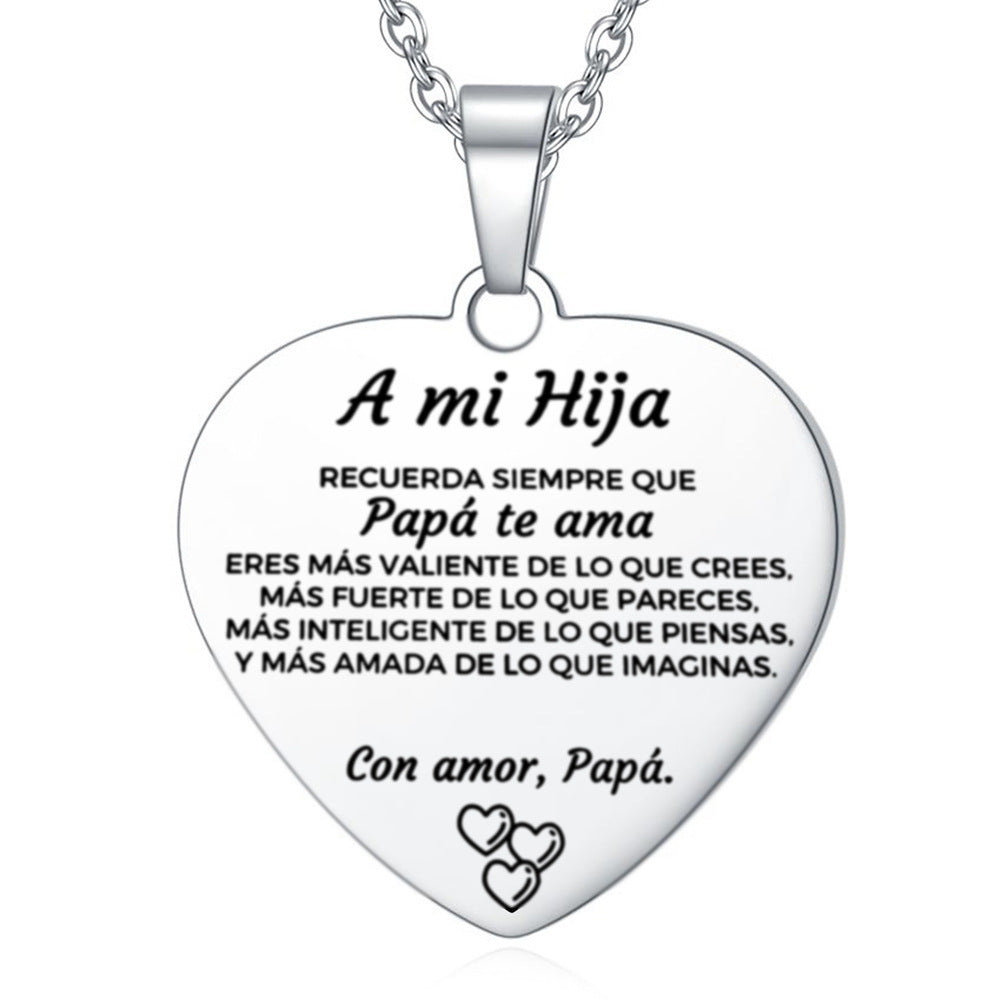 Stainless Steel Love Pendant Family Inspirational Necklace