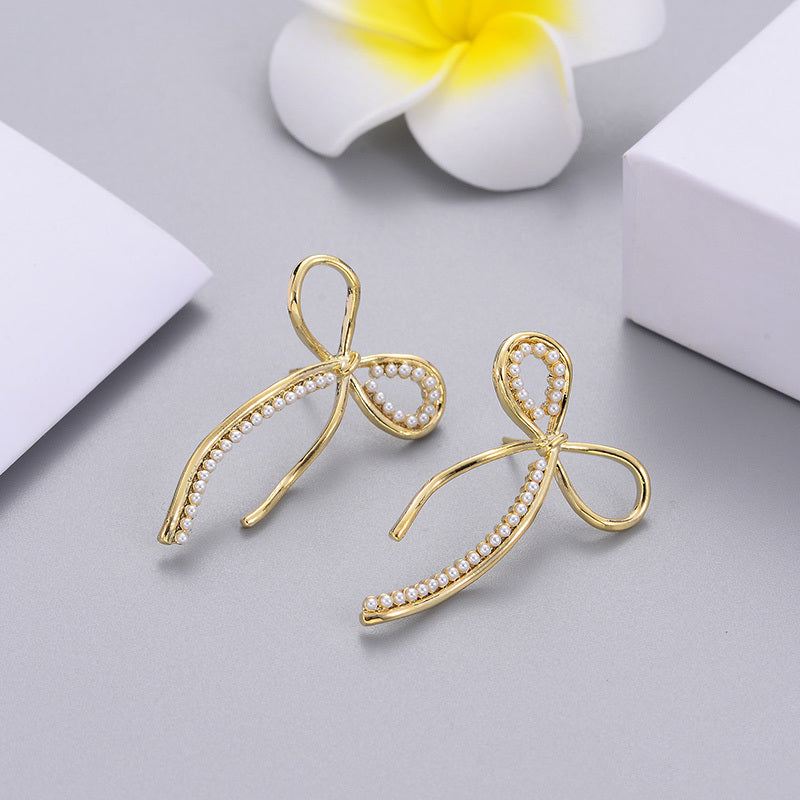 Earrings Simple Temperament Inlaid Pearl Ear Hook Earrings