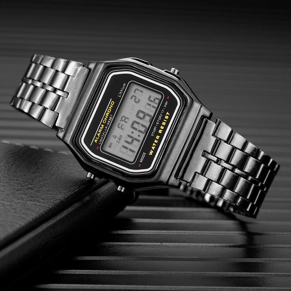 LED Electronic Watch Steel Band A159 Harajuku Style Watch Multifunction