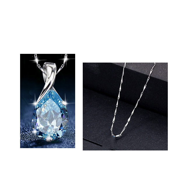 Fashion Blue Crystal European And American Retro Silver Plated Dignified Pendant