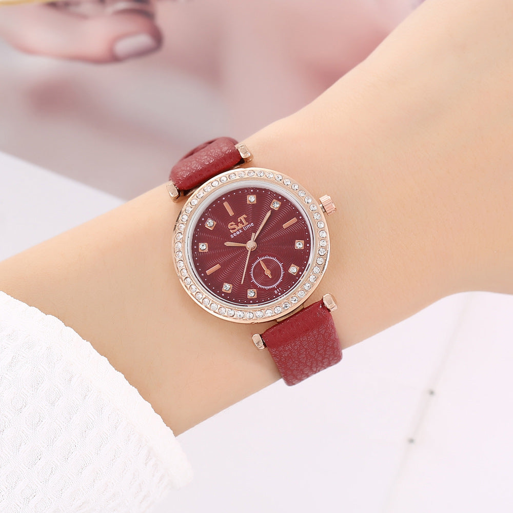 Dazzling Diamond-Accented Quartz Watch & Jewelry Set