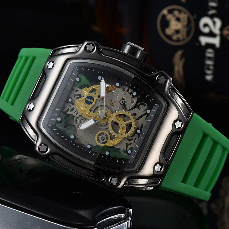 Two Hands Turn Dial Personalized Skeleton Transparent Quartz Watch