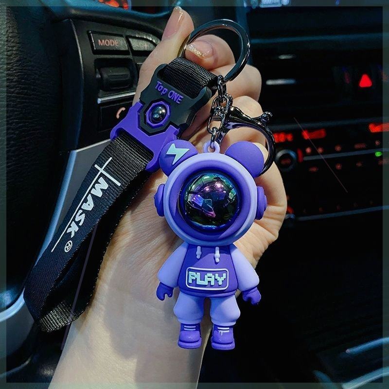 KeychainCartoon Astronaut Lightning Bear Keychain Love Road Bear Car Key