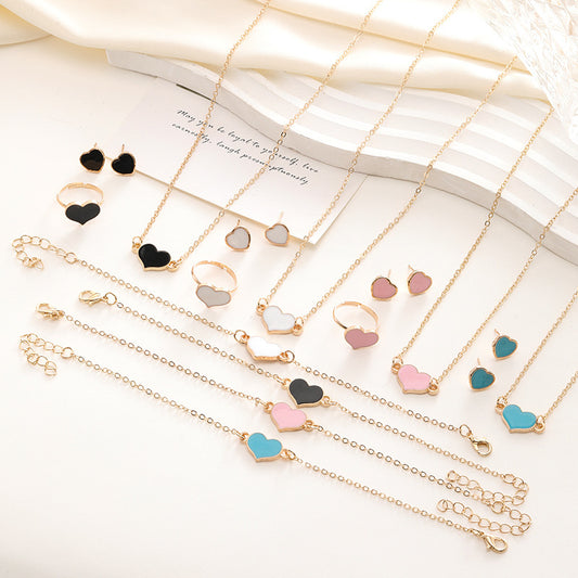 Simple Love Heart Jewelry Set for Women