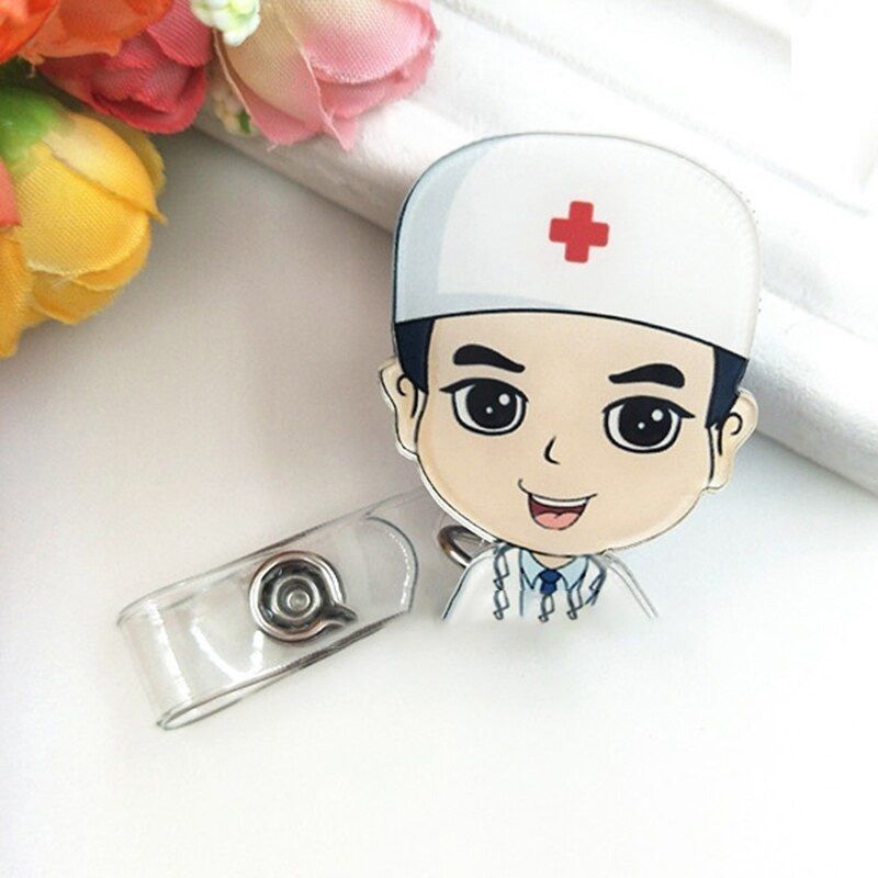 Fashion Cartoon Can Buckle Work Nurse Certificate Pull Peels Chest Card Clip Certificate Retractable Buckle Name Tag